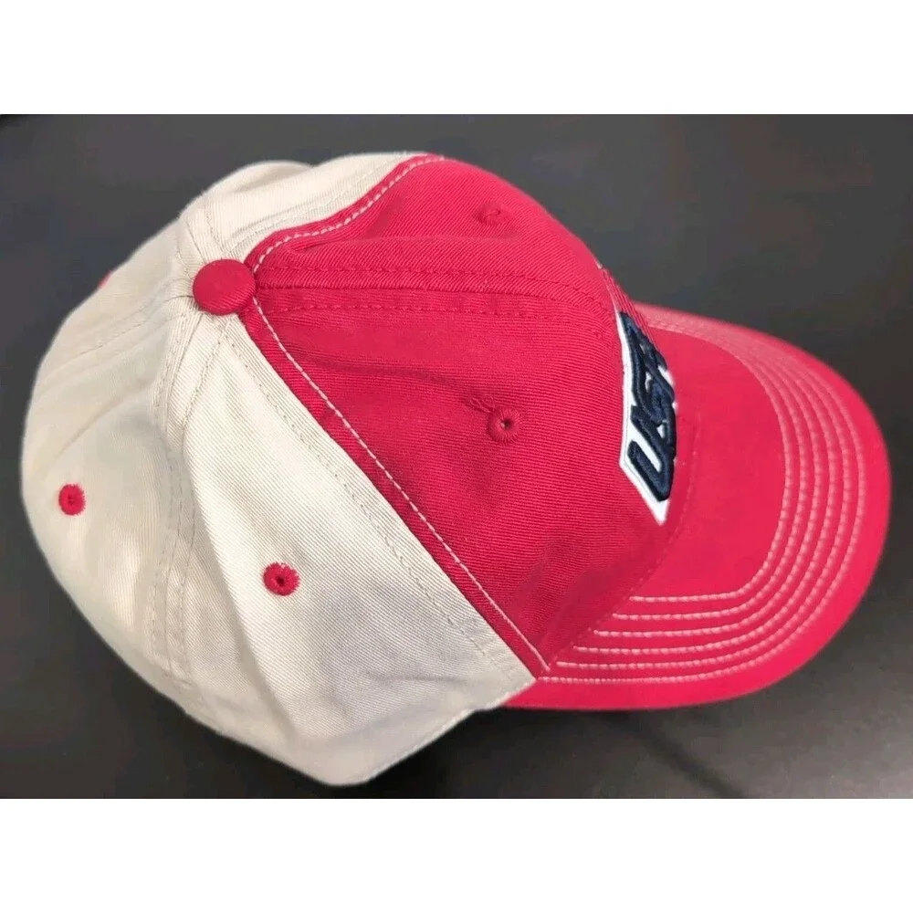 USA hat by ARIZONA JEANS CO.  RED KHAKI  FLAG  Adjustable  NWT